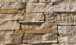 stone veneer with gold, tan, and grey tones.