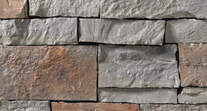 A cool grey stone veneer complimented with rose and lilac hues perfect for any hardscape idea on the exterior or interior of any home or landscape.