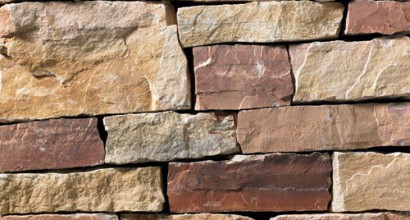 A colorful rose, lilac, tan, and grey colored veneer perfect for any hardscape idea on the exterior or interior of any home or landscape.