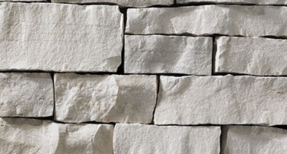 A very light grey stone veneer perfect for any hardscape idea on the exterior or interior of any home or landscape.