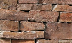A red stone veneer perfect for any hardscape idea on the exterior or interior of any home or landscape.