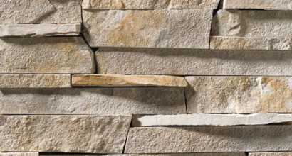 A light-colored stone veneer with gold accents from Fond du Lac, Wisconsin.