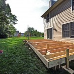 Constructing the framing for a new TimberTech Earthwood Evolutions Terrain deck.