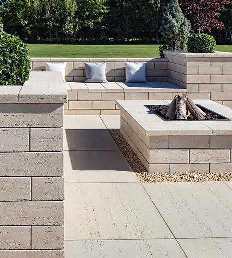 Techo-Bloc-slabs-walls-caps-backyard-patio-firepit-travertina-ivory What to Know Before You Start a DIY Patio